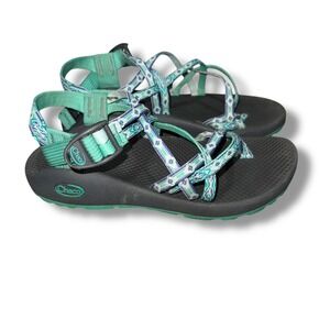 Chaco Z1 Classic Sandals Women's‎ Size 8 Green Blue Geometric Strap Athletic